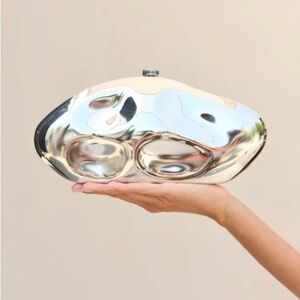Cult Gaia The Caldera Metallic Clutch Bag